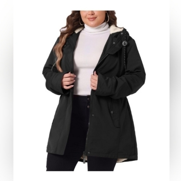 Agnes Orinda Women's Plus Size Parkas Jackets Faux Fur Lined Long Coats Casual - Picture 1 of 8